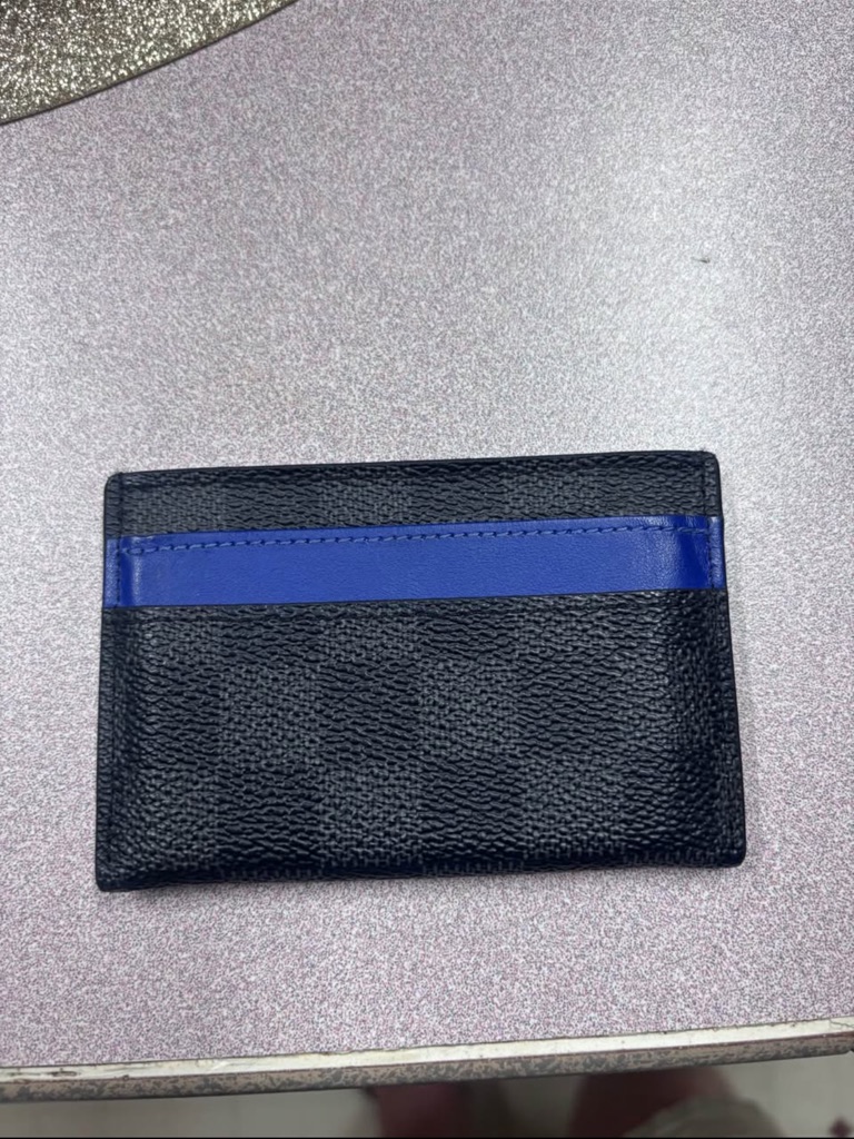 Louis Vuitton Black Card & Key Holder With Blue Stripe